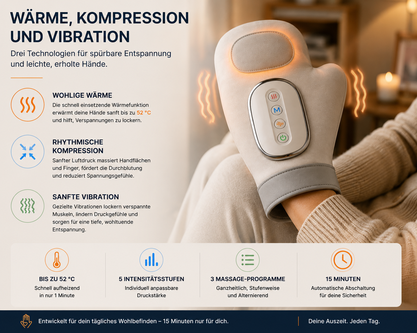 Handmassagegerät mit Wärme für Hand & Handgelenk